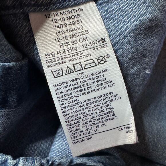Baby GAP Denim Button Down Shirt (12-18 Months) - Picture 3 of 3